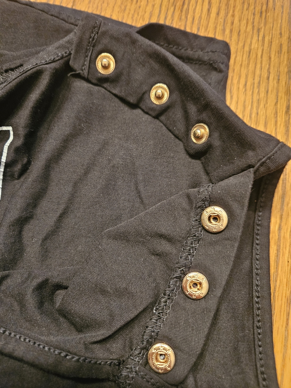 Balmain Black Logo Studded Sleeveless Top with Gold Snap Buttons - Picture 7 of 10